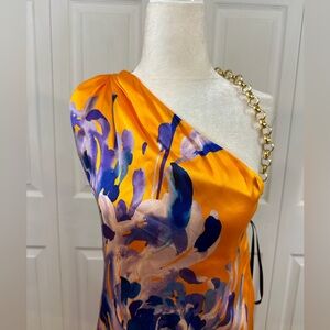 MARCIANO Floral Yellow Silk Dress